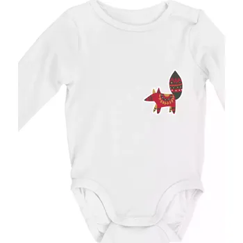 Kojenecký body Folklor na prsu liška - Body kojenecké s dlouhým rukávem - Dlouhý r. do 3 měs ( Bílá )