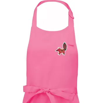 Kuchyňská zástěra Folklor na prsu liška - Dámská zástěra na vaření - Univerzální velikost ( Růžová )