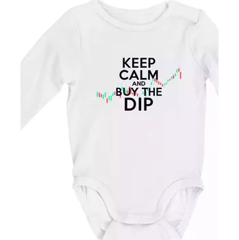 Kojenecký body Zeleno červený graf Keep Calm and Buy the Dip - Body kojenecké s dlouhým rukávem - Dlouhý r. do 3 měs ( Bílá )