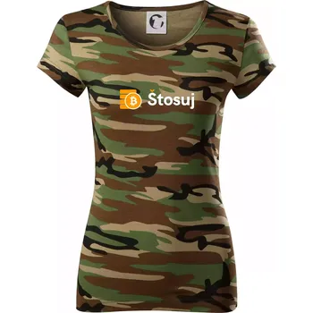 Dámské tričko Štosuj - Logo na prsou - Dámské maskáčové triko - S ( Hnědý maskáč )