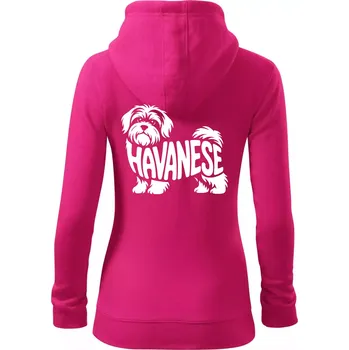 Dámská mikina Havanese nápis v těle - Dámská mikina trendy zipper s kapucí - M ( Purpurová )