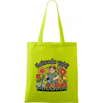 Zahrada volá - zahradník a slunečnice - Taška bavlněná - 42 x 38 cm ( Limetková )