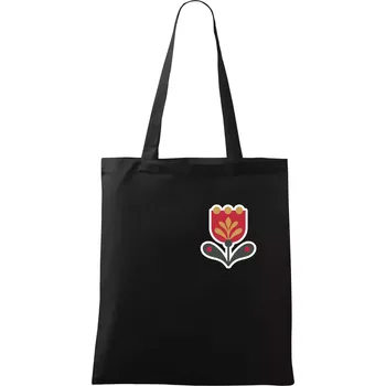Nákupní taška Folklor na prsu tulipán - Taška bavlněná - 42 x 38 cm ( Černá )