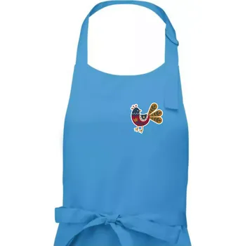 Kuchyňská zástěra Folklor na prsu slepice - Dámská zástěra na vaření - Univerzální velikost ( Světlý tyrkys )