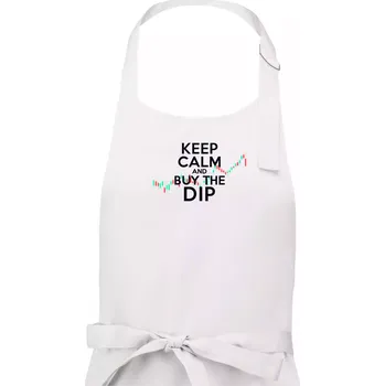 Kuchyňská zástěra Zeleno červený graf Keep Calm and Buy the Dip - Pánská zástěra na vaření - Univerzální velikost ( Bílá )