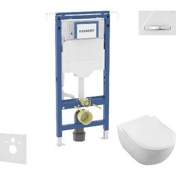 Geberit Duofix - Set předstěnové instalace, klozetu a sedátka Villeroy Boch, tlačítka Sigma50, DirectFlush, SoftClose, CeramicPlus, alpská bílá SANI11CK3117