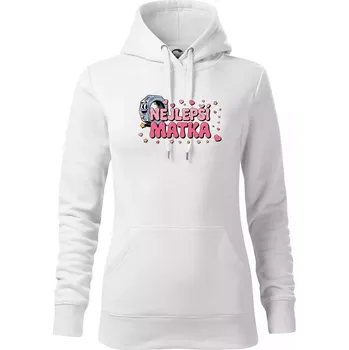 Dámská mikina Nejlepší matka - Mikina dámská Cape s kapucí - 2XL ( Bílá )
