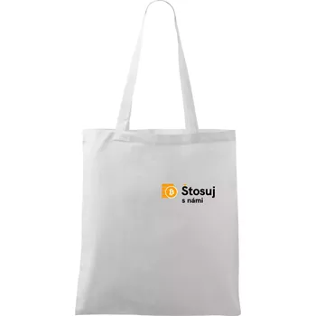Nákupní taška Štosuj s námi - logo na prsu - Taška bavlněná - 42 x 38 cm ( Bílá )