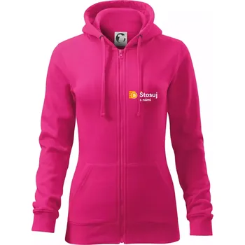 Dámská mikina Štosuj s námi - logo na prsu - Dámská mikina trendy zipper s kapucí - S ( Purpurová )