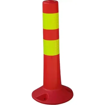 Plotový sloupek Červený plastový sloupek s reflexním pruhem - průměr 7 cm, výška 45 cm