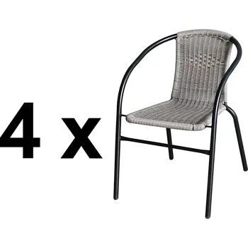VerDesign Set 4 ks BISTRO zahradní židle, šedý ratan
