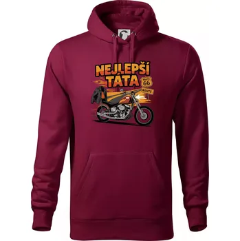 Pánská mikina Nejlepší táta - motorka - chopper - Mikina pánská Cape s kapucí - 5XL ( Garnet )