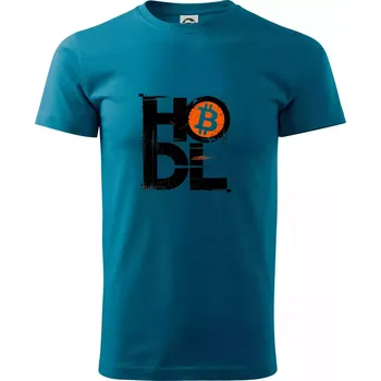 Pánské tričko Hodl velký nápis a logo BTC - Klasické pánské triko vyšší gramáže - M ( Petrolejová )