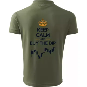 Pánská košile Keep Calm and Buy the Dip - koruna a graf - Polokošile pánská Pique Polo 203 - S ( Khaki )