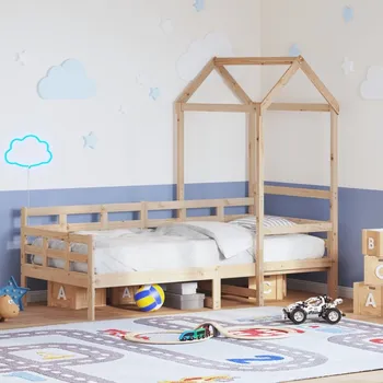 Postel vidaXL Válenda se střechou 80 x 200 cm masivní borové dřevo [3282326] Barva: Přírodní