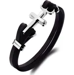 Kožený náramek Gaira Cross 3 - černý-stříbrný