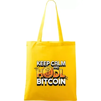 3D nápis Keep Calm and HODL Bitcoin - Taška bavlněná - 42 x 38 cm ( Žlutá )