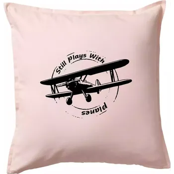 Polštář Still Plays With Planes - Polštář 50x50 - 50x50 - Včetně výplně ( Světle růžová )