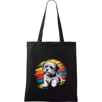 Nákupní taška Havanský psík barevný kruh - Taška bavlněná - 42 x 38 cm ( Černá )