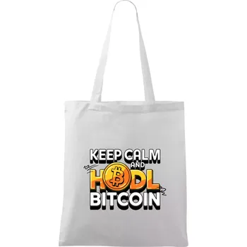 3D nápis Keep Calm and HODL Bitcoin - Taška bavlněná - 42 x 38 cm ( Bílá )