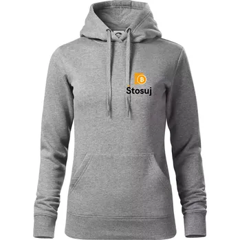 Dámská mikina Štosuj - Logo jen na prsu - Mikina dámská Cape s kapucí - XS ( Tmavě šedý melír )