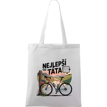Nákupní taška Nejlepší táta - cyklista - Taška bavlněná - 42 x 38 cm ( Bílá )
