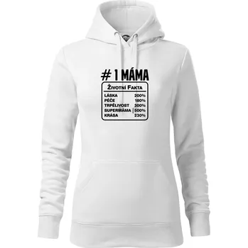 Dámská mikina Životní fakta - máma - Mikina dámská Cape s kapucí - 2XL ( Bílá )