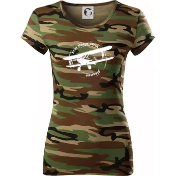 Dámské tričko Still Plays With Planes - Dámské maskáčové triko - M ( Hnědý maskáč )