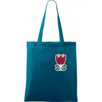 Folklor na prsu květina čtyřlistá - Taška bavlněná - 42 x 38 cm ( Petrolejová )