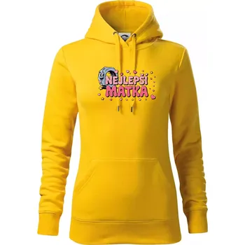 Dámská mikina Nejlepší matka - Mikina dámská Cape s kapucí - S ( Žlutá )