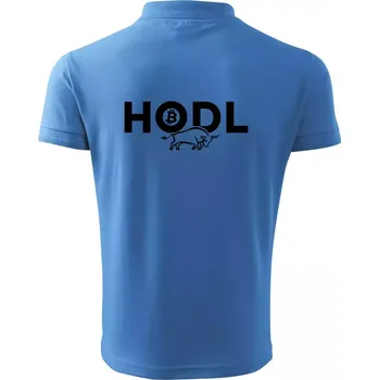 Pánská košile Hodl, nápis a býk - Polokošile pánská Pique Polo 203 - 4XL ( Azurově modrá )