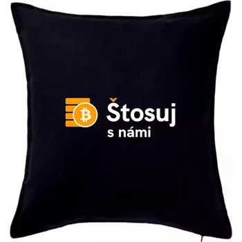 Polštář Štosuj s námi - logo velké - Polštář 50x50 - 50x50 - Pouze potah ( Černá )