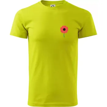 Vlčí mák ikonka na prsu - Klasické pánské triko vyšší gramáže - XS ( Limetková )