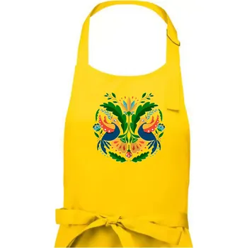 Kuchyňská zástěra Folklor - dvě holubice - Dámská zástěra na vaření - Univerzální velikost ( Žlutá )