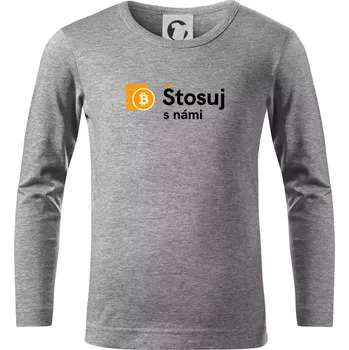 Štosuj s námi - logo velké - Triko dětské Long Sleeve - 158 cm/12 let ( Tmavě šedý melír )