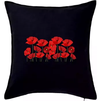 Polštář Vlčí mák v řadě - Polštář 50x50 - 50x50 - Pouze potah ( Černá )