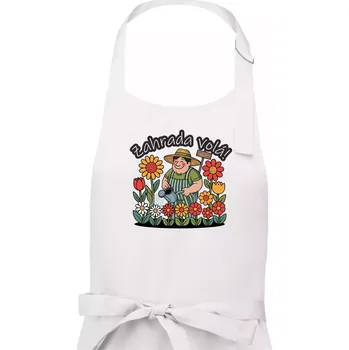 Kuchyňská zástěra Zahrada volá - zahradník a slunečnice - Dámská zástěra na vaření - Univerzální velikost ( Bílá )