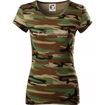 Dámské tričko Citáty z bible - Matouš 5:16 - Dámské maskáčové triko - XS ( Hnědý maskáč )