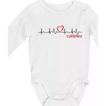Moje srdce bije pro cyklistiku - Body kojenecké s dlouhým rukávem - Dlouhý r. do 3 měs ( Bílá )