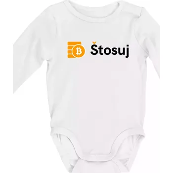 Kojenecké oblečení Štosuj - Logo na prsou - Body kojenecké s dlouhým rukávem - Dlouhý r. 6-12 měs ( Bílá )