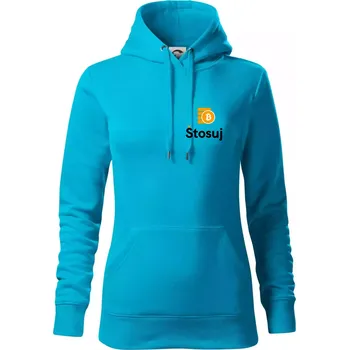 Dámská mikina Štosuj - Logo jen na prsu - Mikina dámská Cape s kapucí - XL ( Světlý tyrkys )