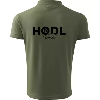 Pánská košile Hodl, nápis a býk - Polokošile pánská Pique Polo 203 - XL ( Khaki )