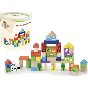 Dřevěná hračka BABU - Kostky farma 50 ks