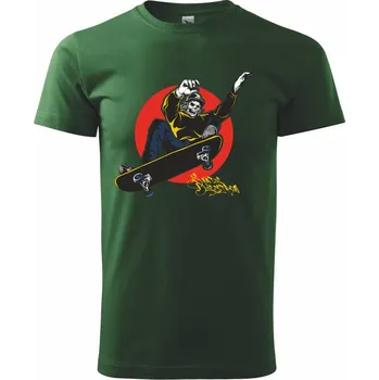 Pánské tričko Skull Skater on style - Triko extra velké (5-8XL) - 6XL ( Lahvově zelená )