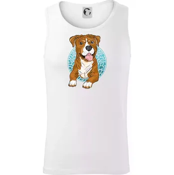 Americký staford kreslený v kolečku (Pecka design) - Tílko pánské Core - S ( Bílá )