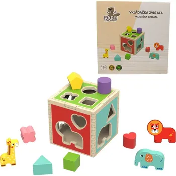 Dřevěná hračka BABU - Kostka tvary a zvířata