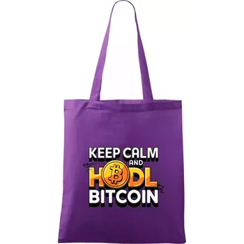 3D nápis Keep Calm and HODL Bitcoin - Taška bavlněná - 42 x 38 cm ( Fialová )