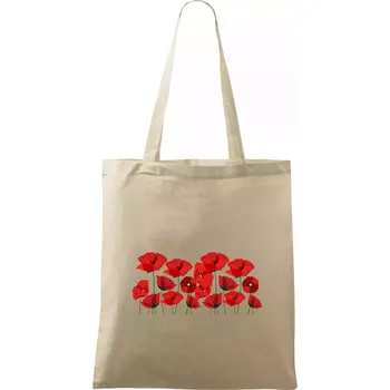 Nákupní taška Vlčí mák v řadě - Taška bavlněná - 42 x 38 cm ( Naturální )