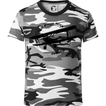 Still Plays With Planes - Dětské maskáčové triko - 146 cm/10 let ( Šedý maskáč )