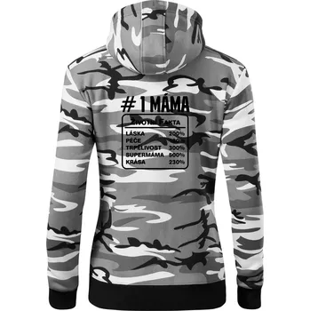 Dámská mikina Životní fakta - máma - Dámská mikina trendy zipper s kapucí - XS ( Šedý maskáč )
